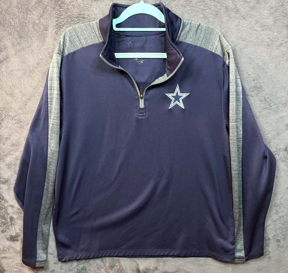 Dallas Cowboys Quarter Zip Pullover Sweatshirt Navy Blue